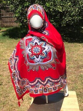 Red Mandala Tribal Fashion Scarf Beach Sarong Headscarf
